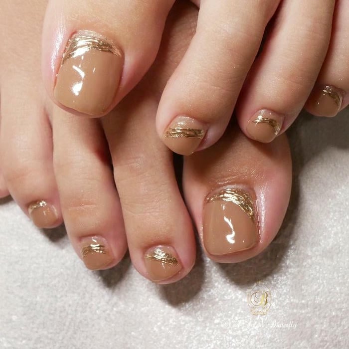 nail chân màu thạch nâu đẹp nhất