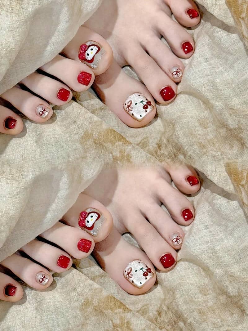 nail chân tết cá tính