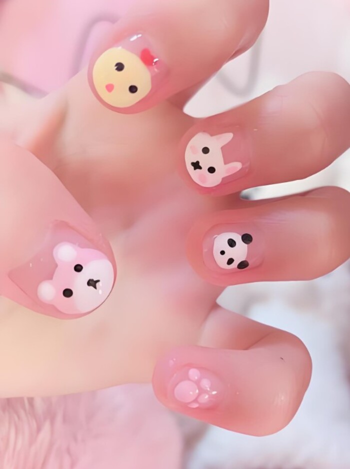 nail hình con vật cute