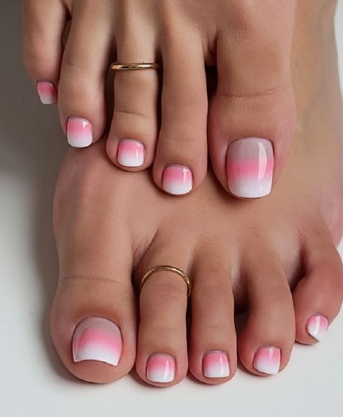 nail màu hồng trắng