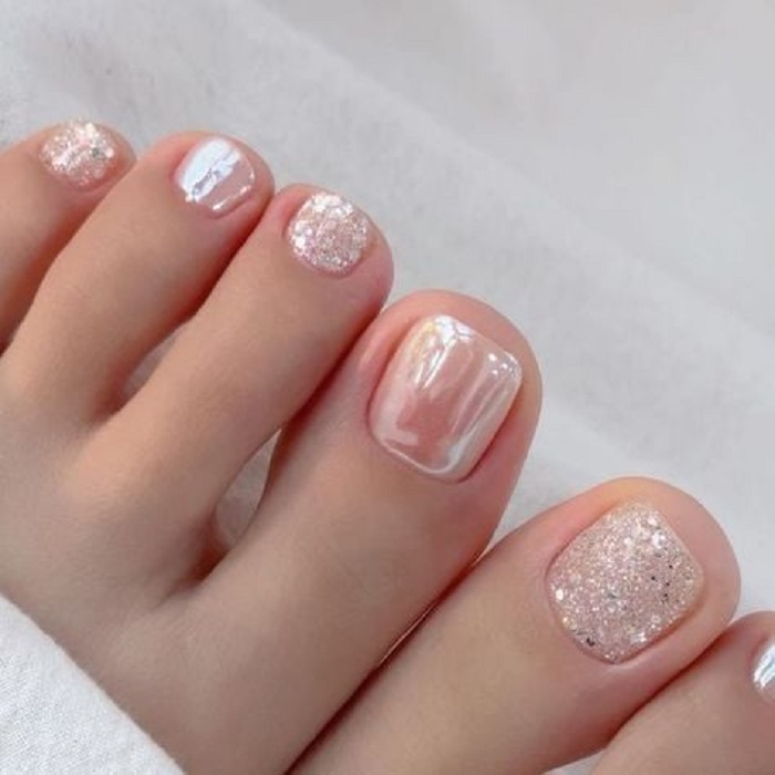 nail móng chân tráng gương xinh