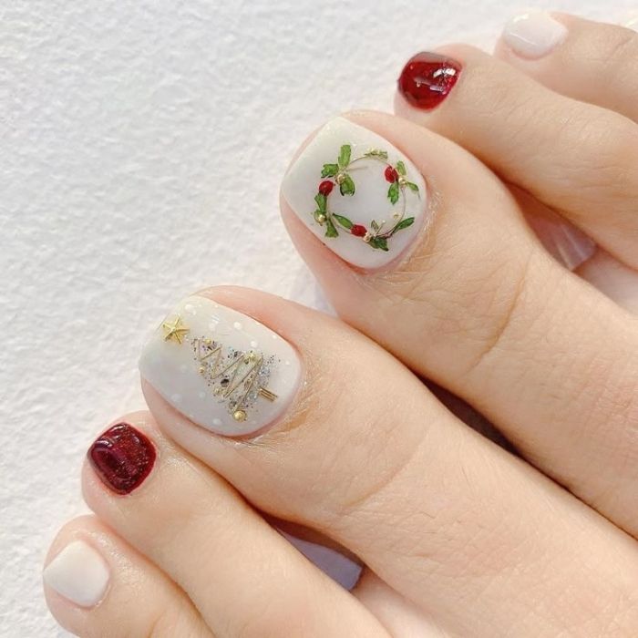 nail noel chân