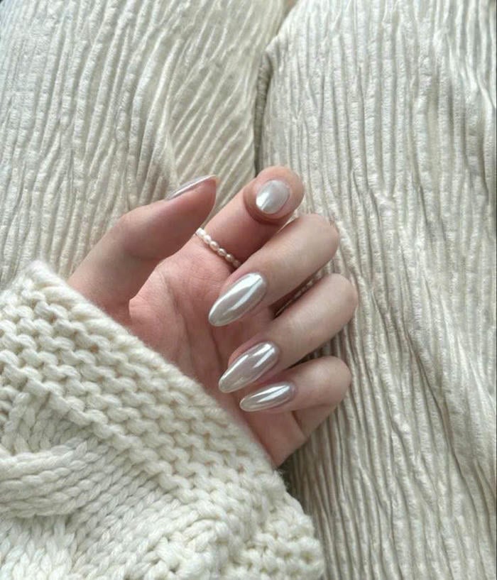 nail trắng gương siêu xinh