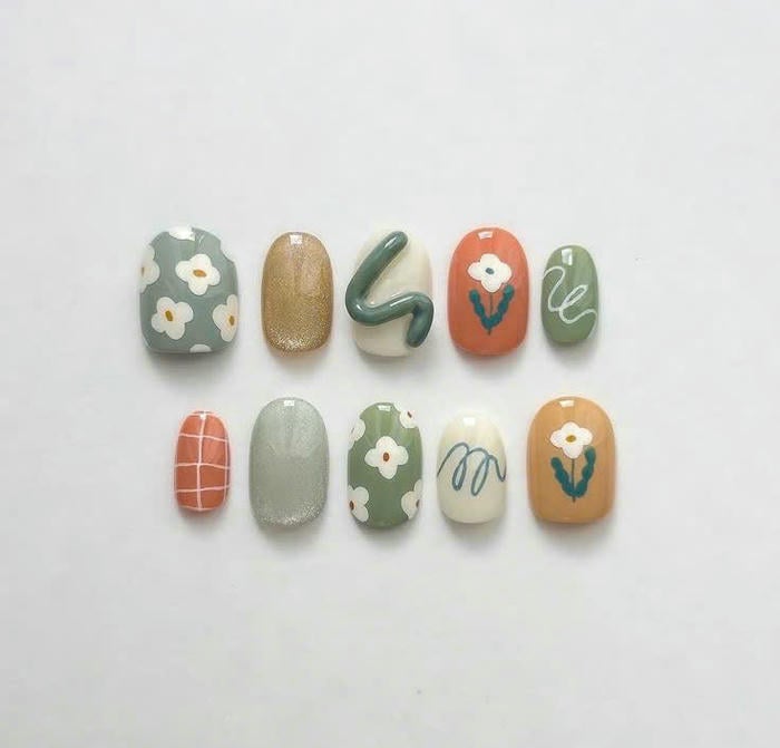 nail vẽ hoa