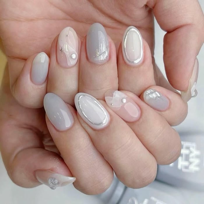 ngọc trai nail siêu đẹp