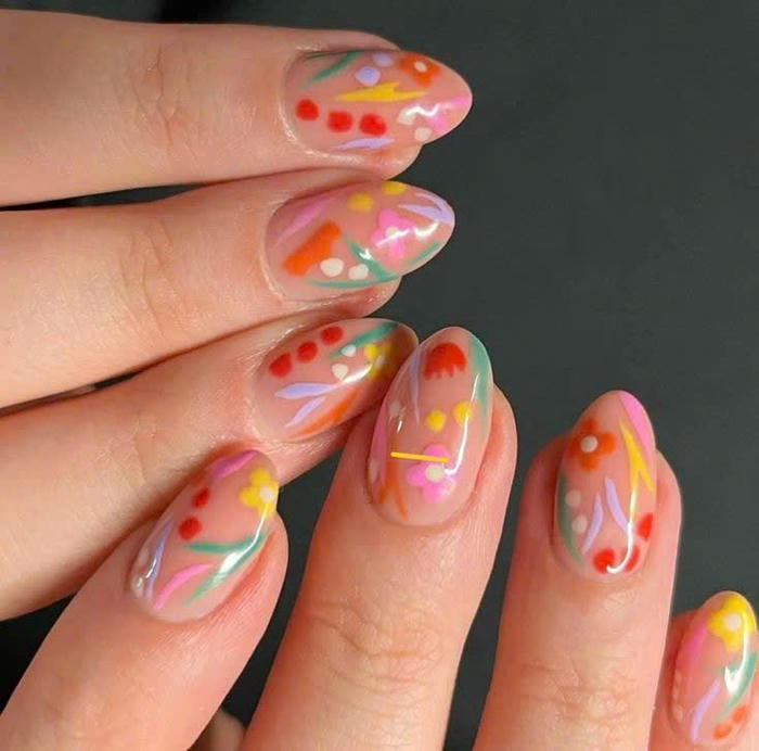 vẽ hoa hồng nail