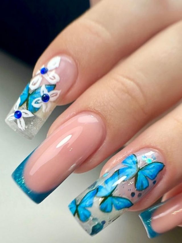 nail bướm xanh ngọc