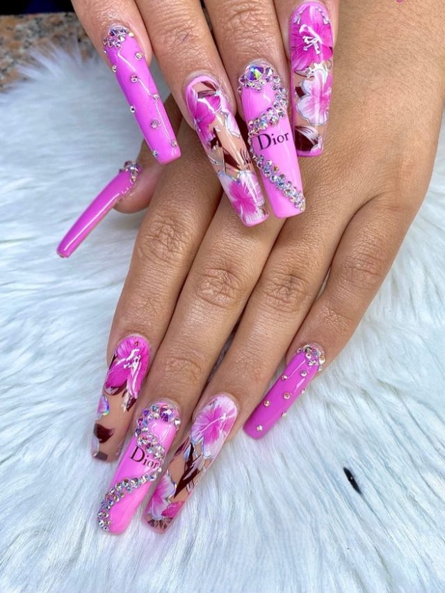 nail dior tím