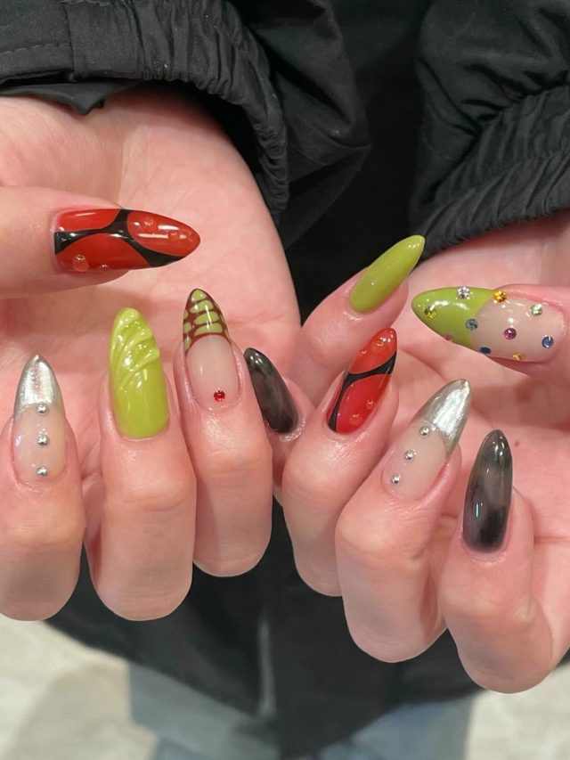 nail hạnh nhân nhiều màu