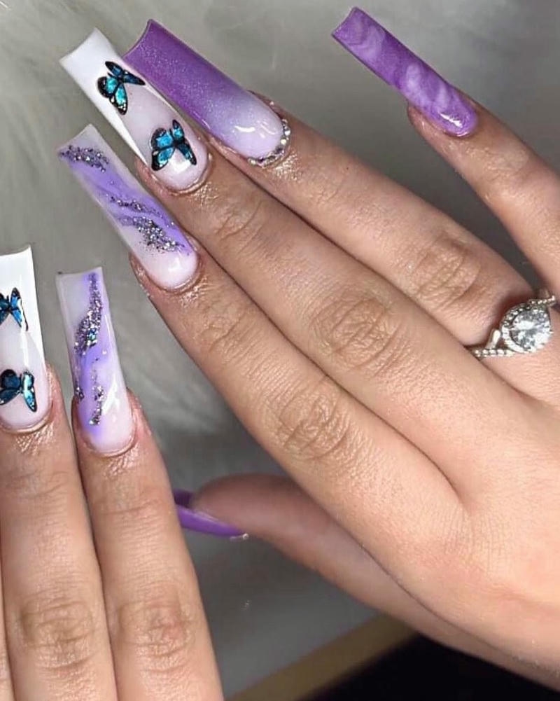 nail bướm màu tím