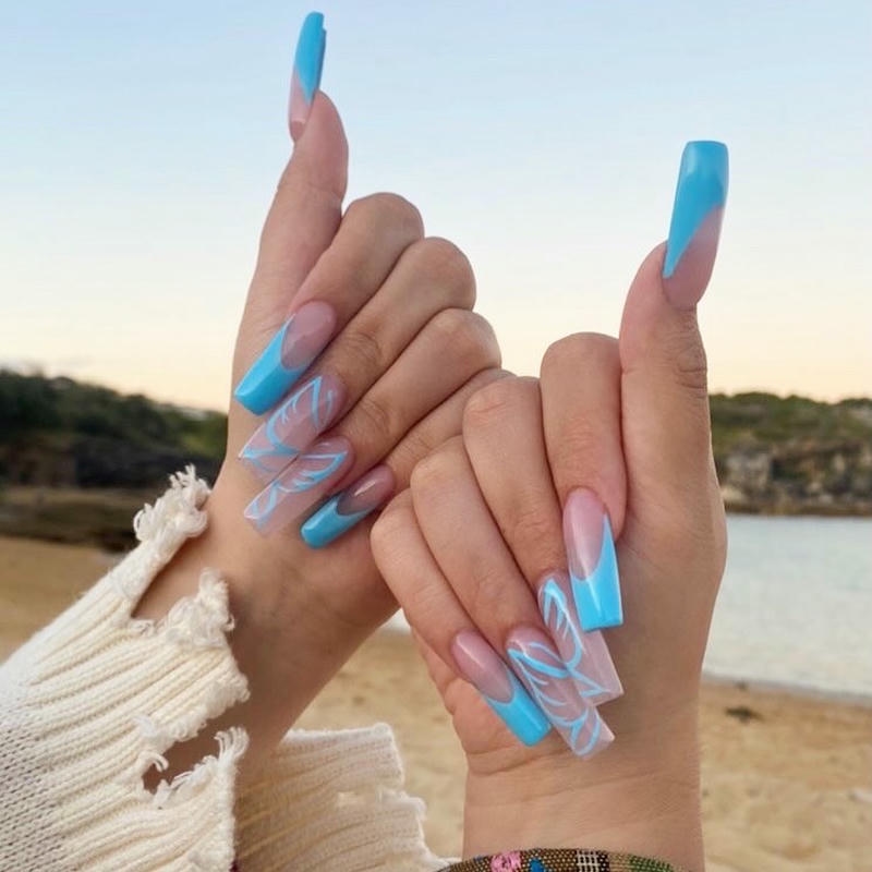 nail bướm xanh dương