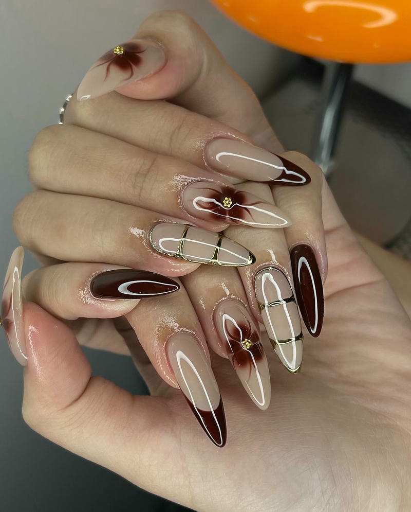 nail cá tính kẻ bóng