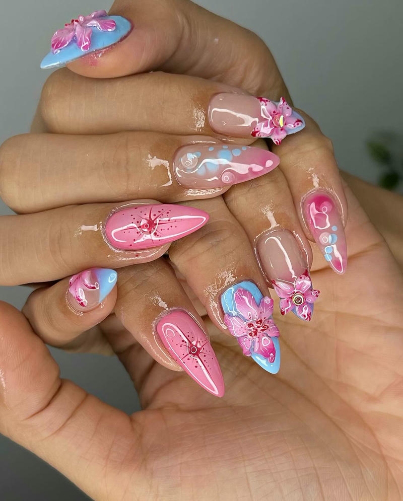 nail cá tính màu hồng