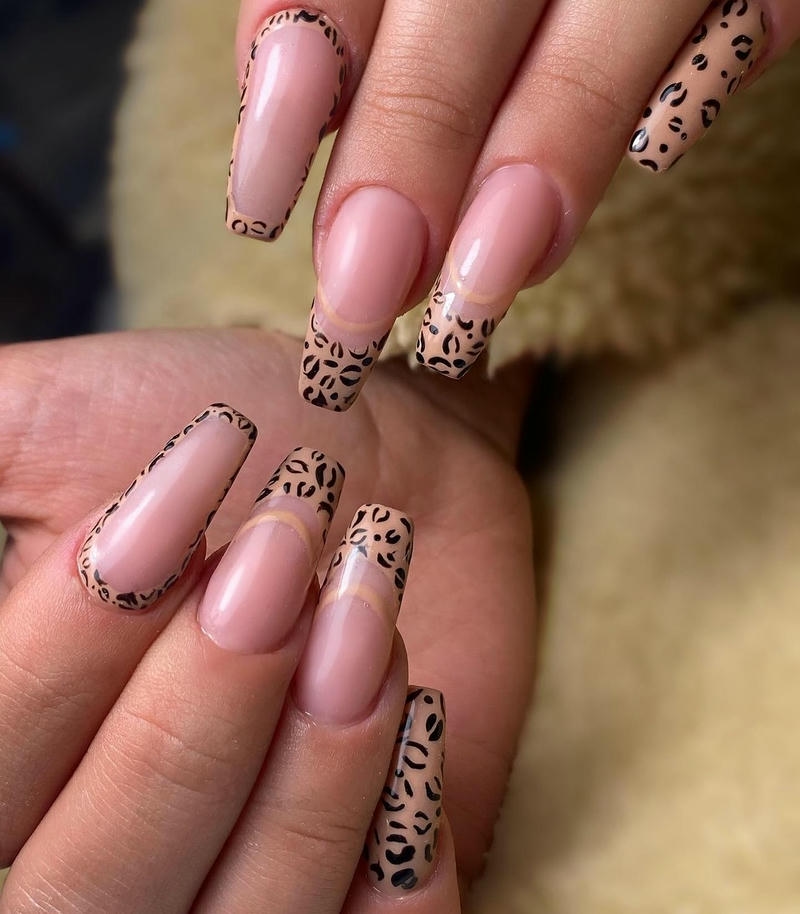 nail cá tính sơn đầu móng da báo