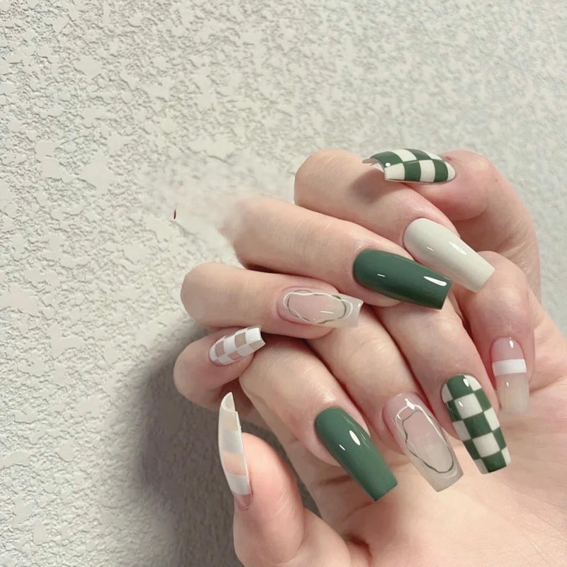 nail caro xanh lá