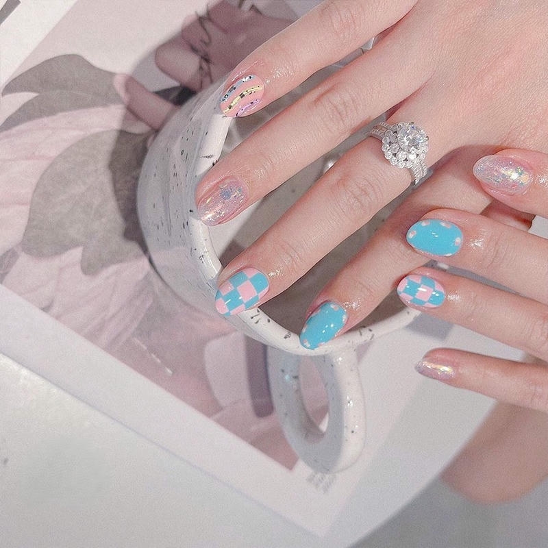 nail caro xanh ngọc lam