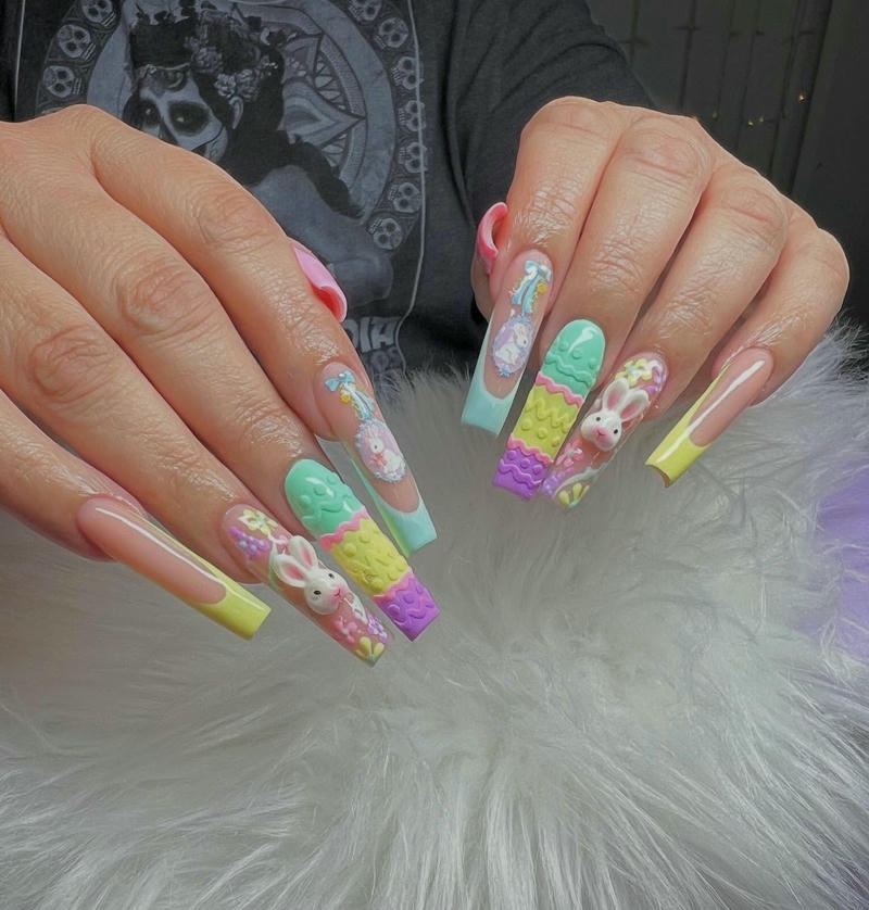 nail con thỏ đa sắc