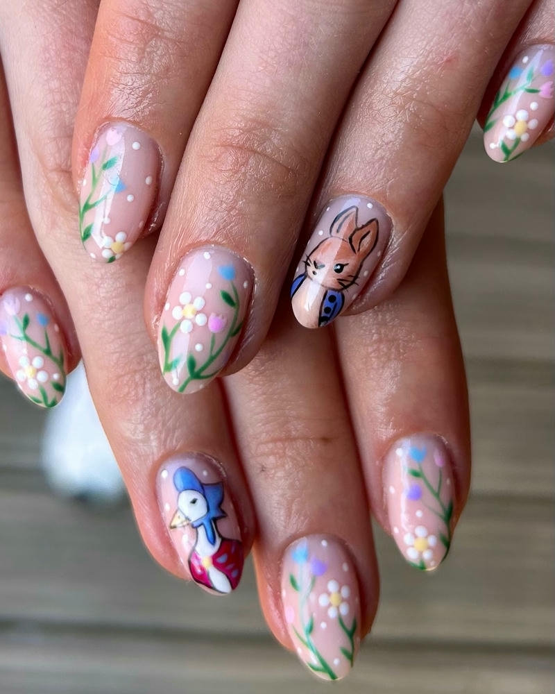 nail con thỏ nâu