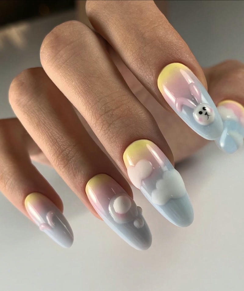 nail con thỏ nổi