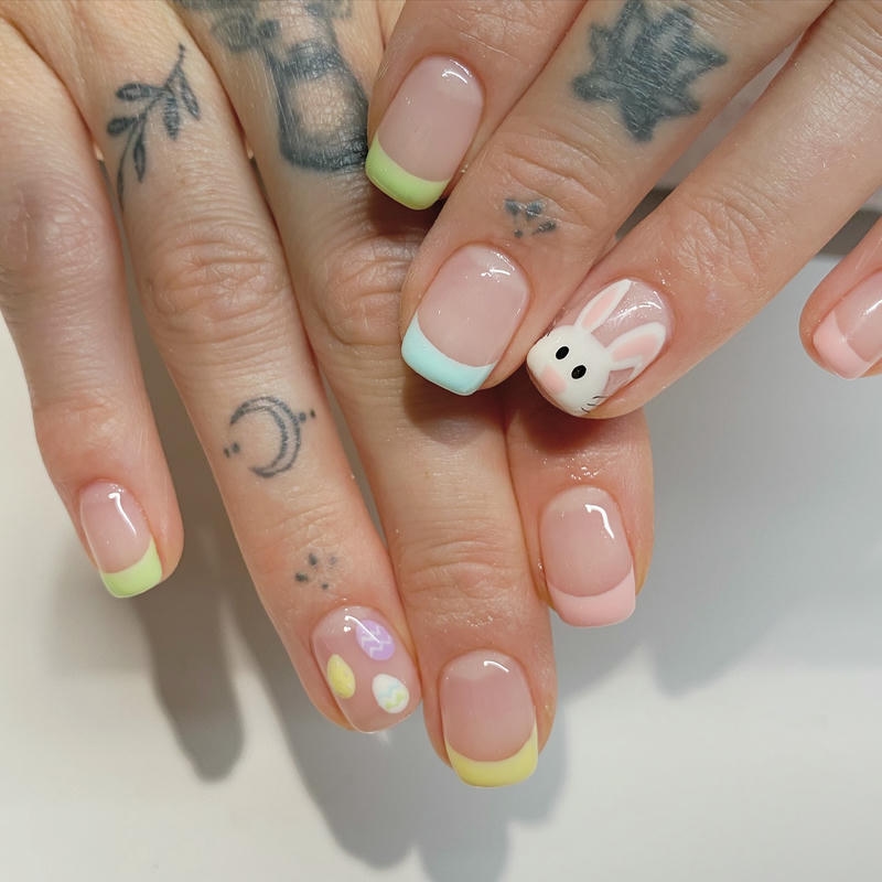 nail con thỏ pastel