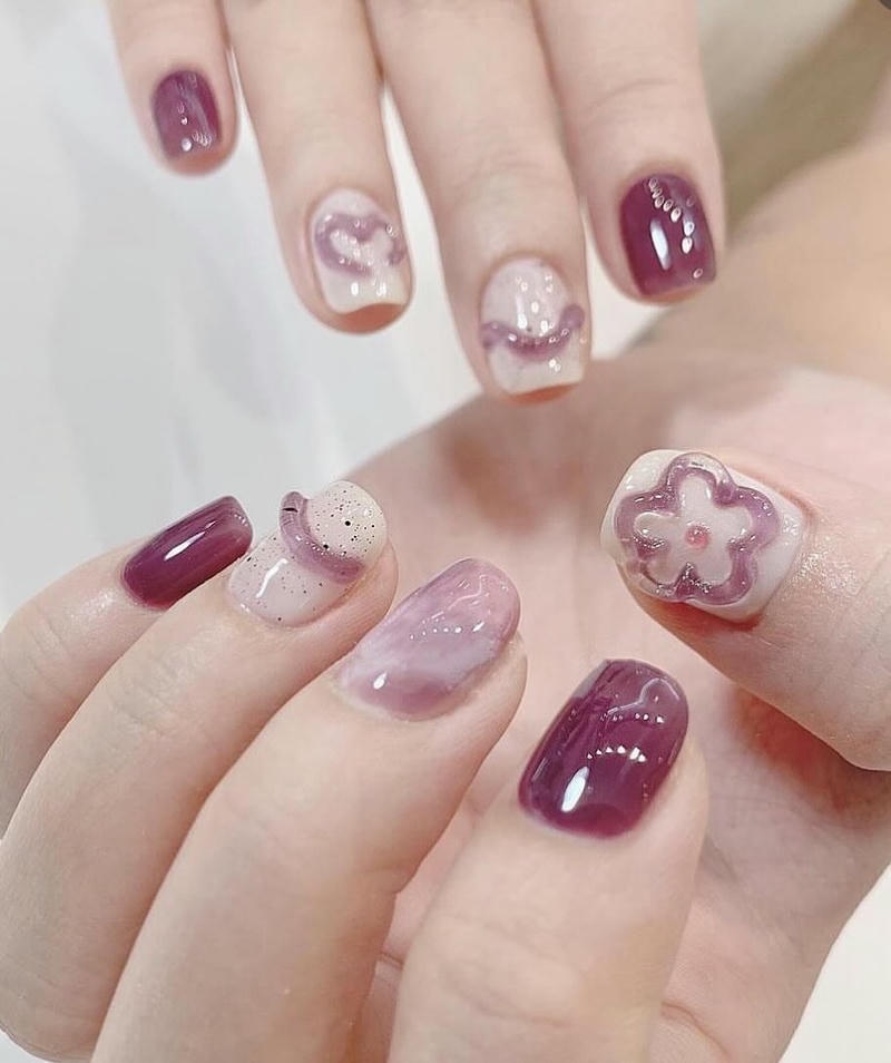 nail đi biển màu tím