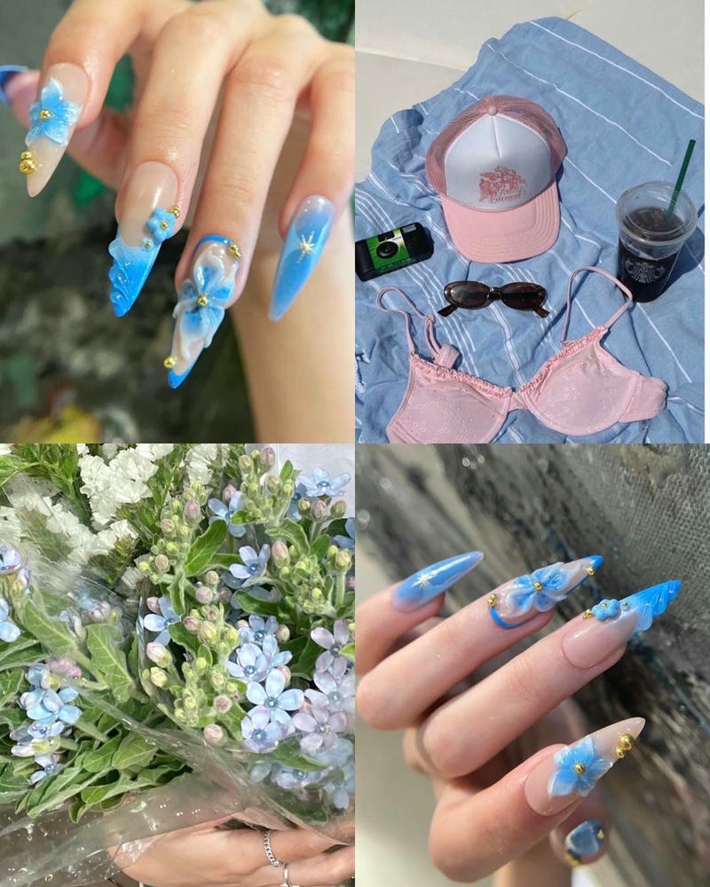 nail đi biển xanh lam