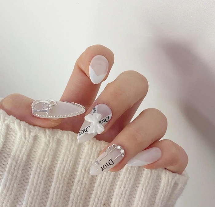 nail dior đính nơ