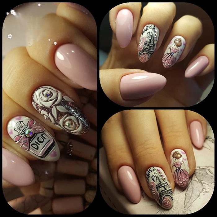nail dior hoa hồng