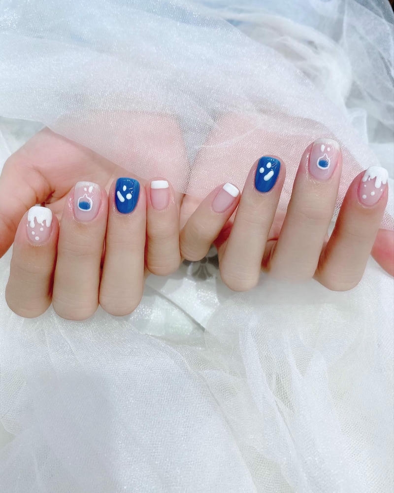 nail đơn giản nhẹ nhàng xanh