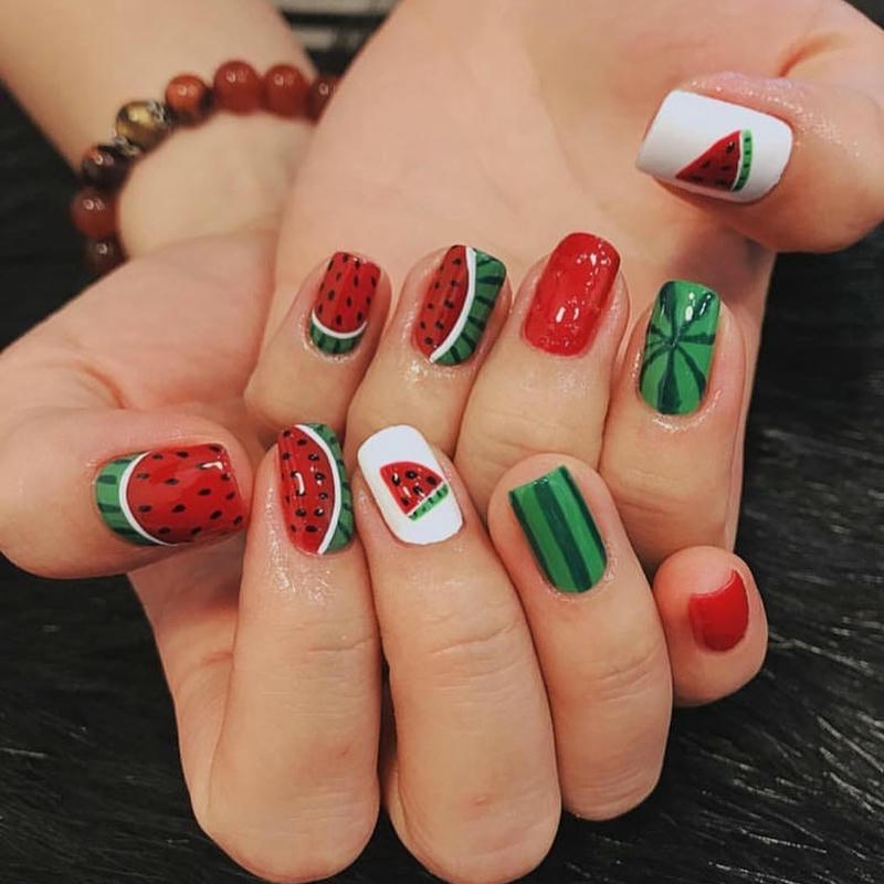 nail dưa hấu đỏ đậm