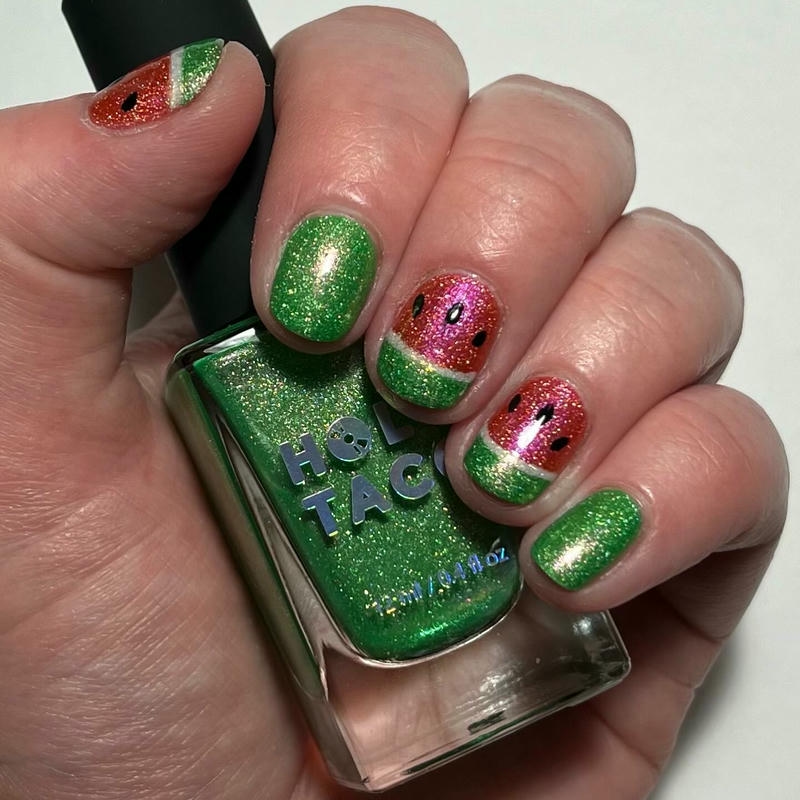 nail dưa hấu kim tuyến đẹp