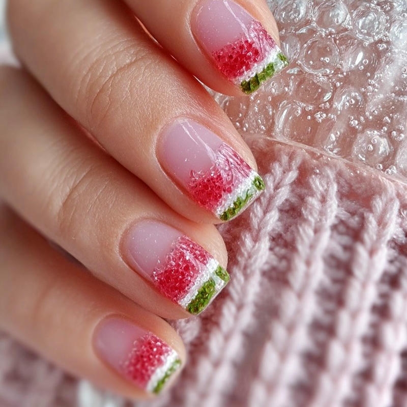 nail dưa hấu kim tuyến