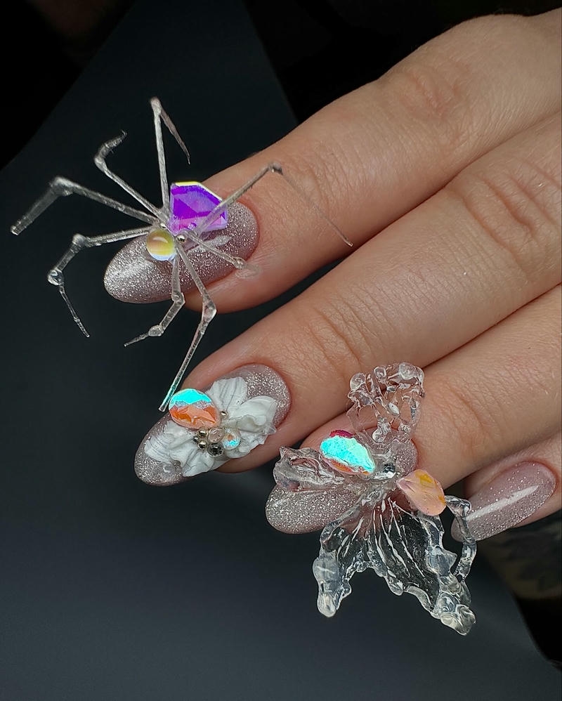 nail halloween đính nhện