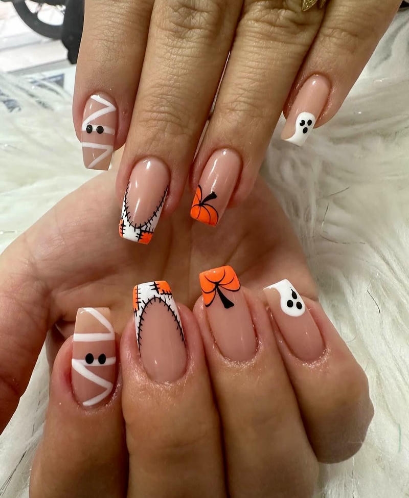 nail halloween đơn giản