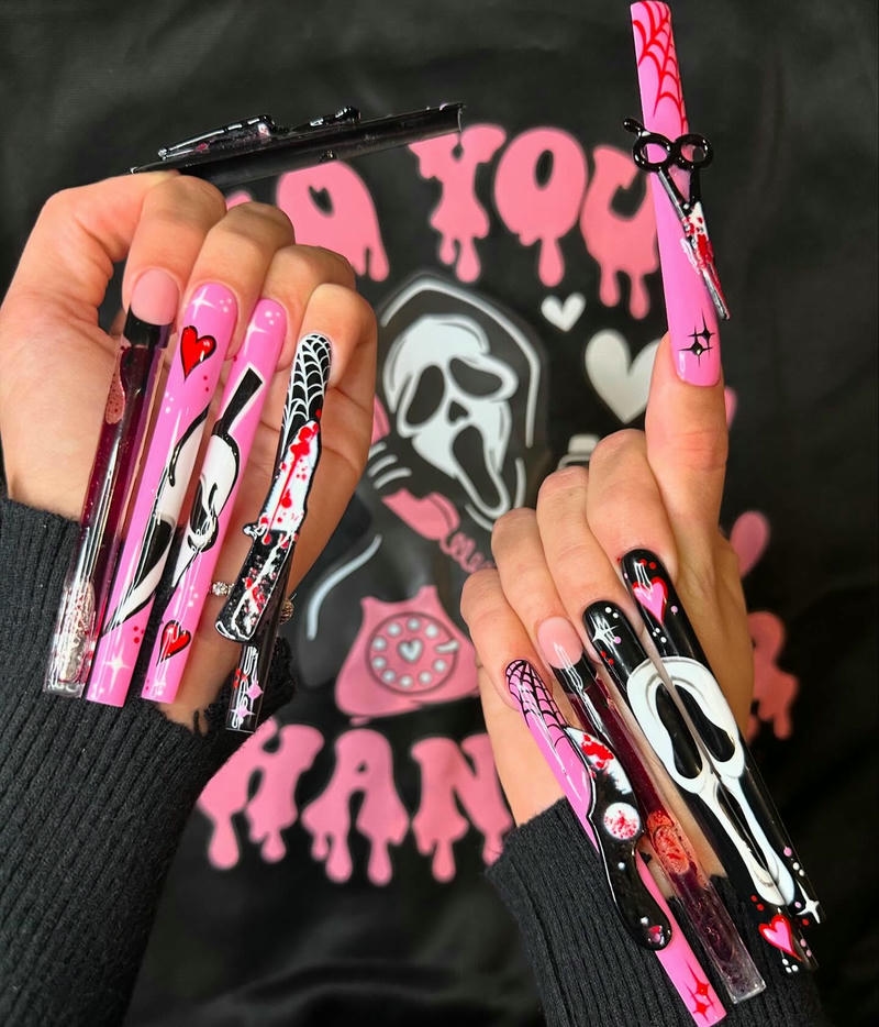 nail halloween móng vuông dài