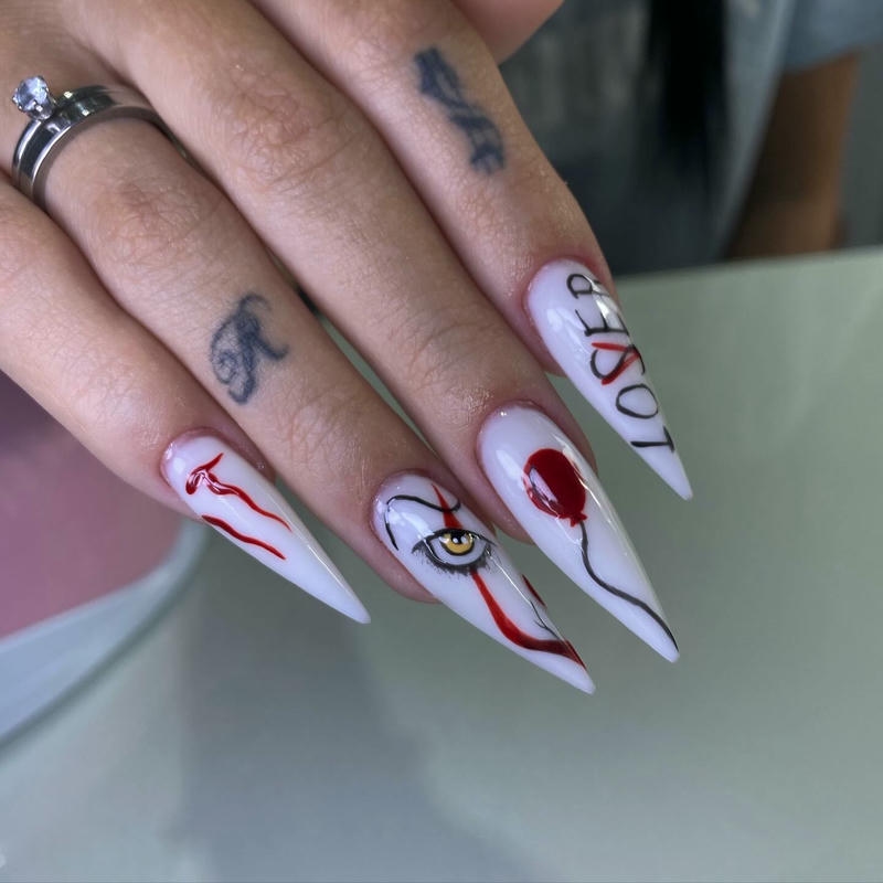nail halloween vẽ mắt