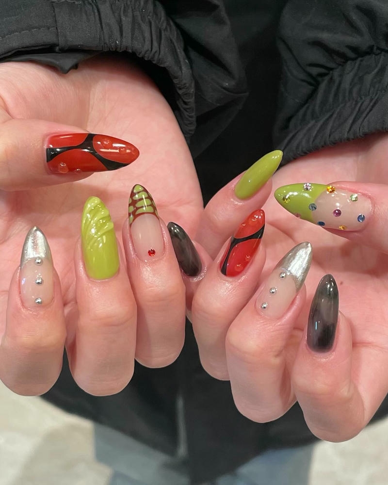 nail hạnh nhân nhiều màu