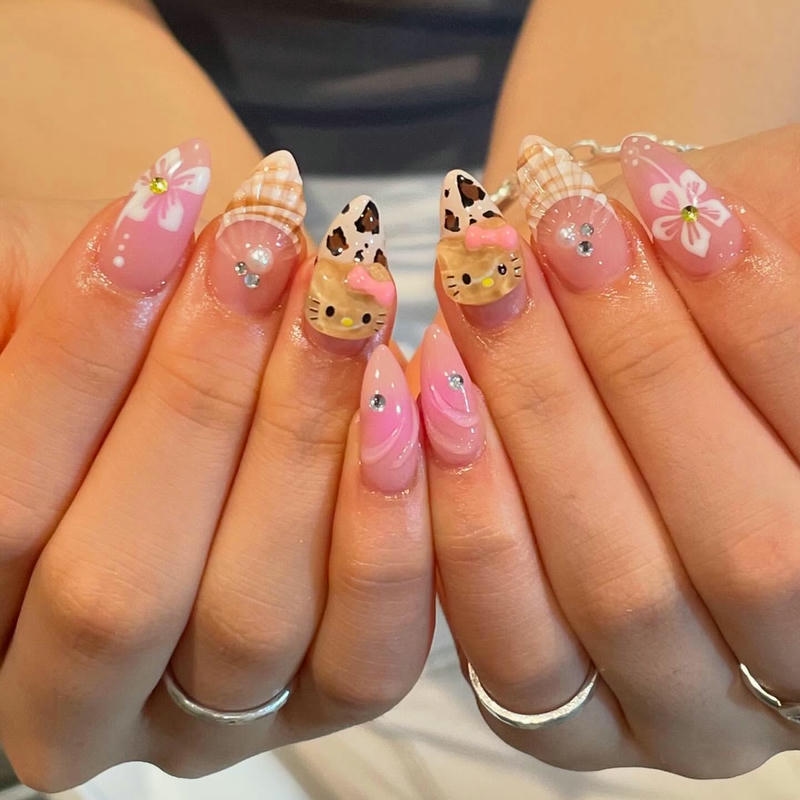 nail hạnh nhân vỏ sò