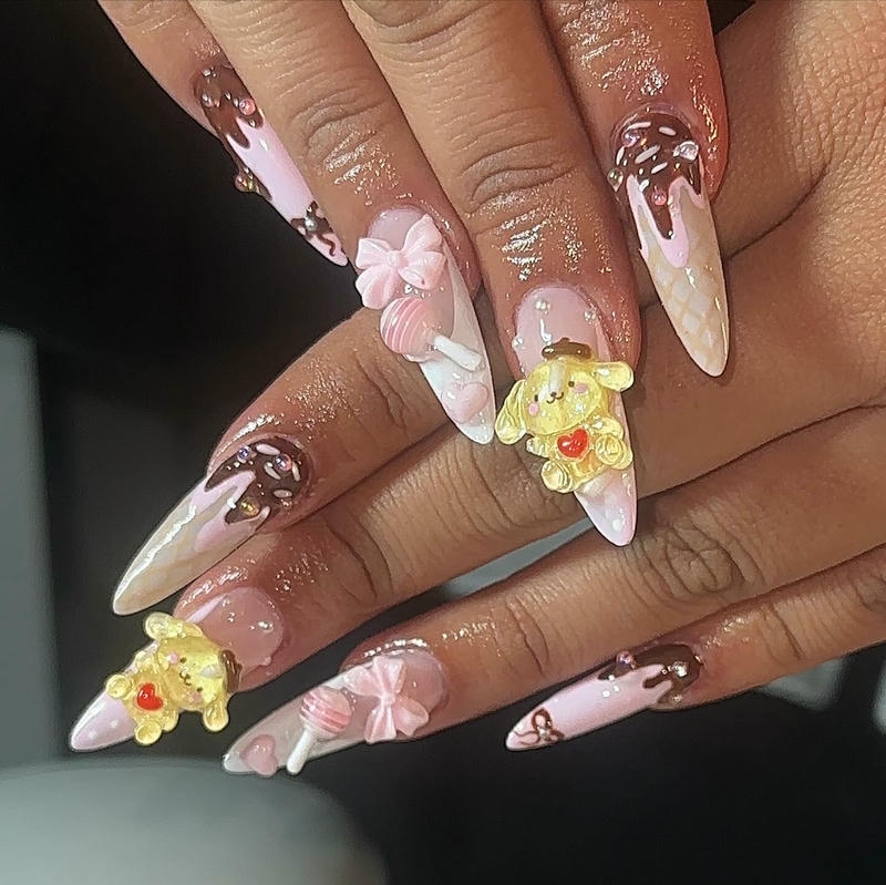 nail kem chảy đính gấu