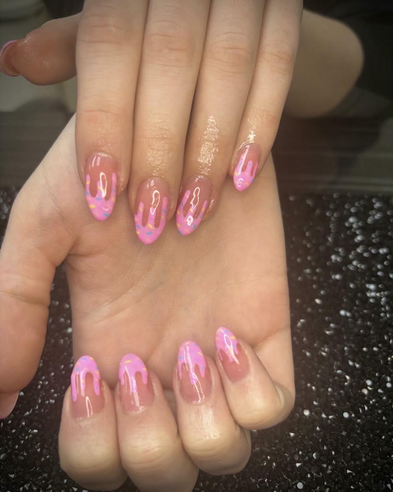 nail kem chảy màu hồng