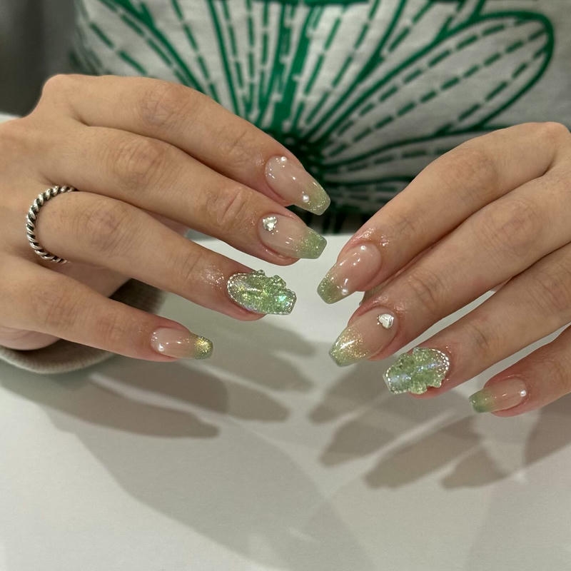 nail màu xanh ngọc đẹp
