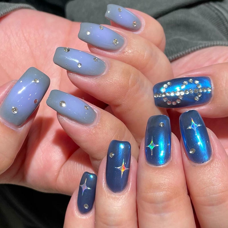 nail màu xanh ngọc mắt mèo đẹp