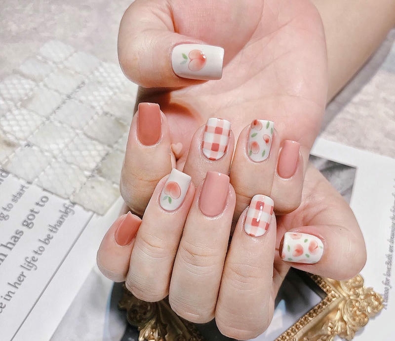 nail trái cây đào hồng