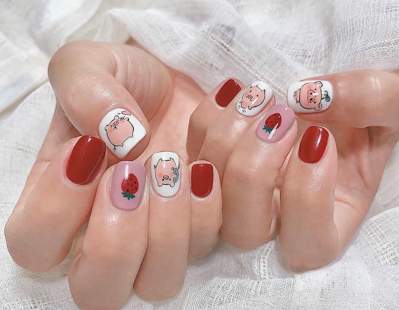 nail trái cây dâu tây