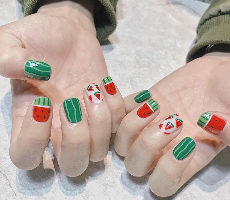 nail trái cây dưa hấu