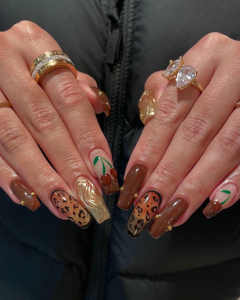 nail vẽ da báo