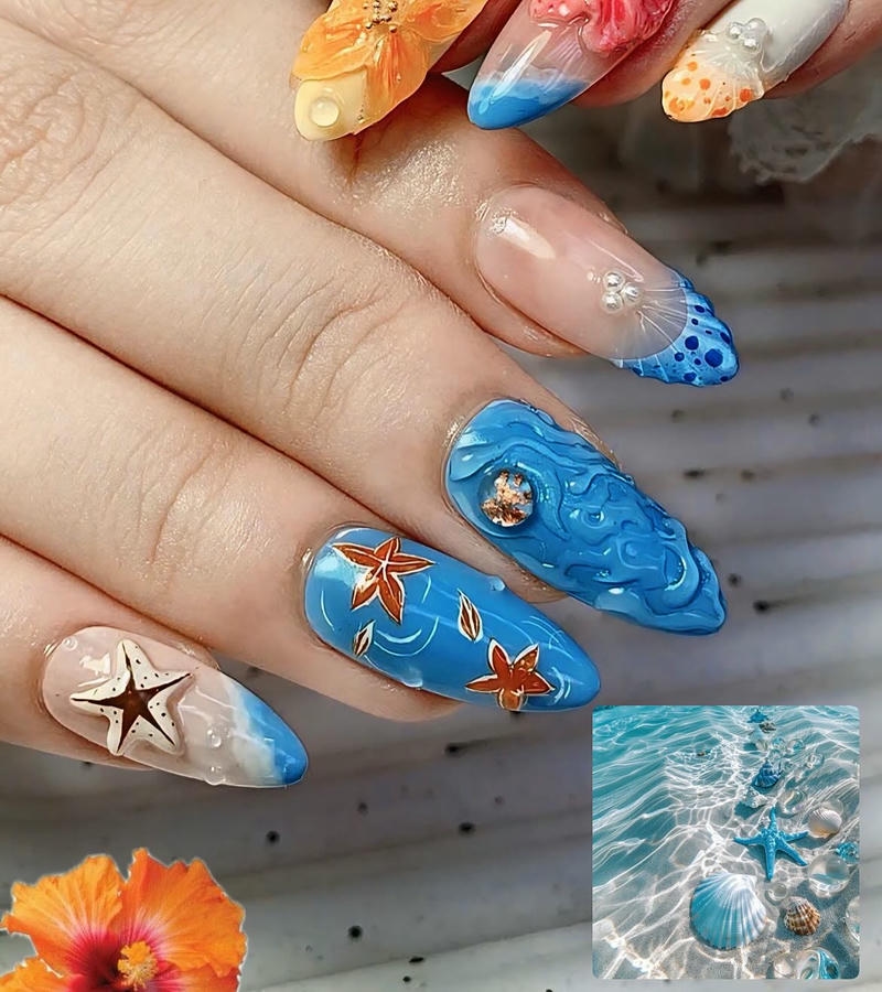 nail vỏ sò biển