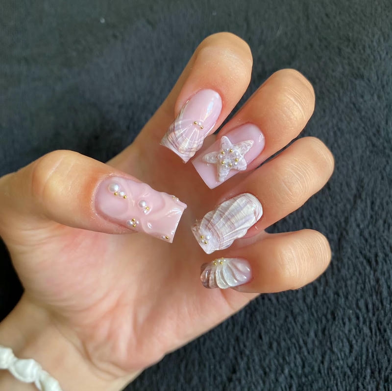 nail vỏ sò chấm ngọc