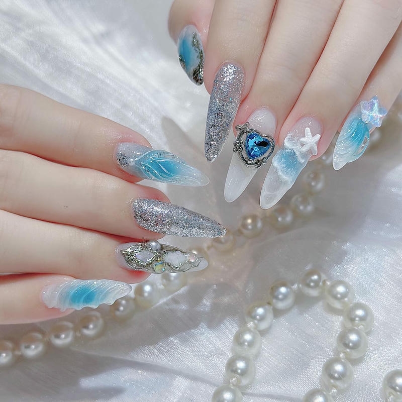 nail vỏ sò đính đá