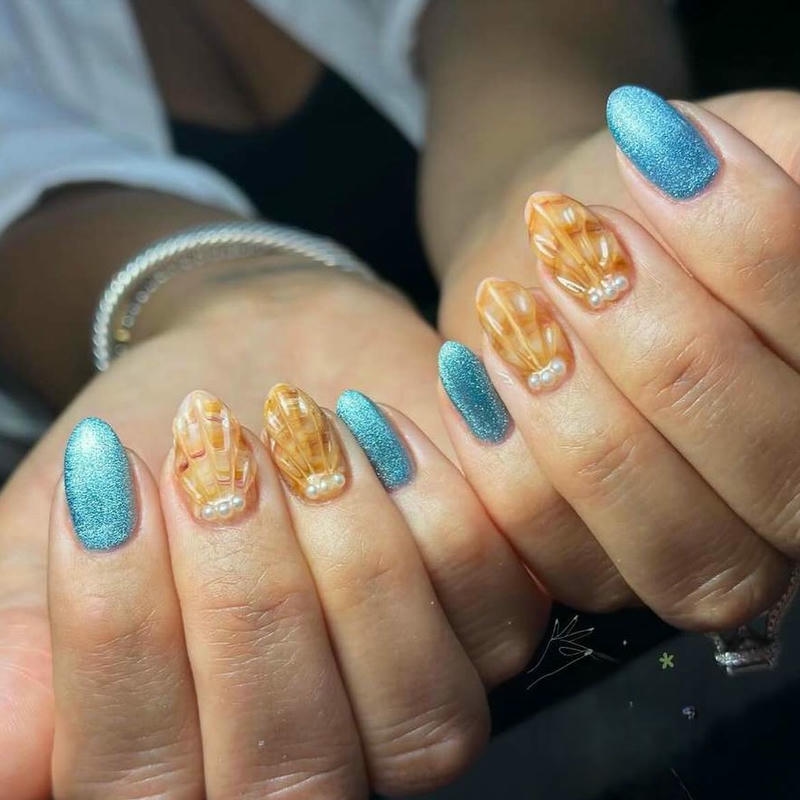 nail vỏ sò lấp lánh